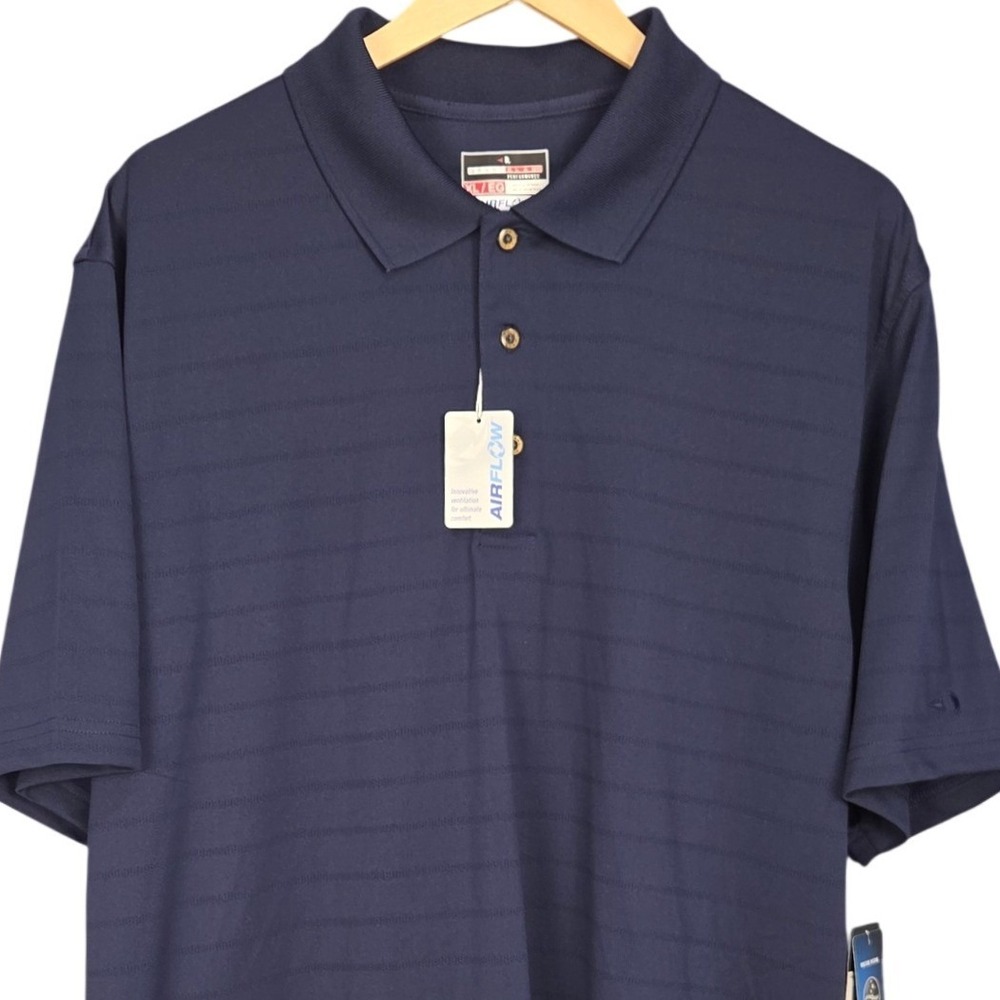 Grand Slam Golf Polo Shirt Men Navy Blue Stripe Moisture Wicking Performance NEW